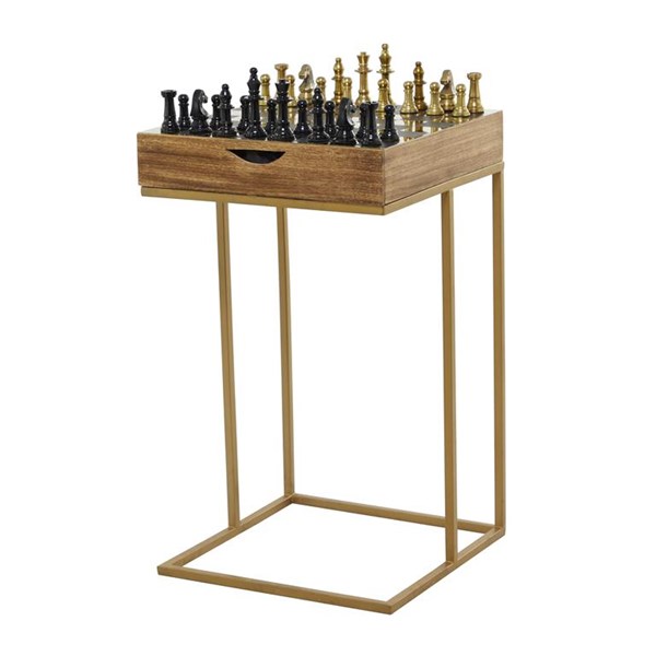 Изображение Стол с шахматами С-образный коричневый, Картинка 1